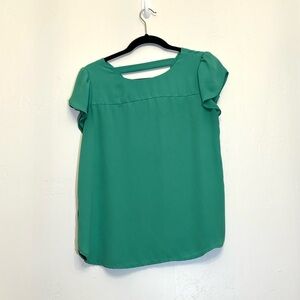 LOFT Green Flutter Sleeve Blouse